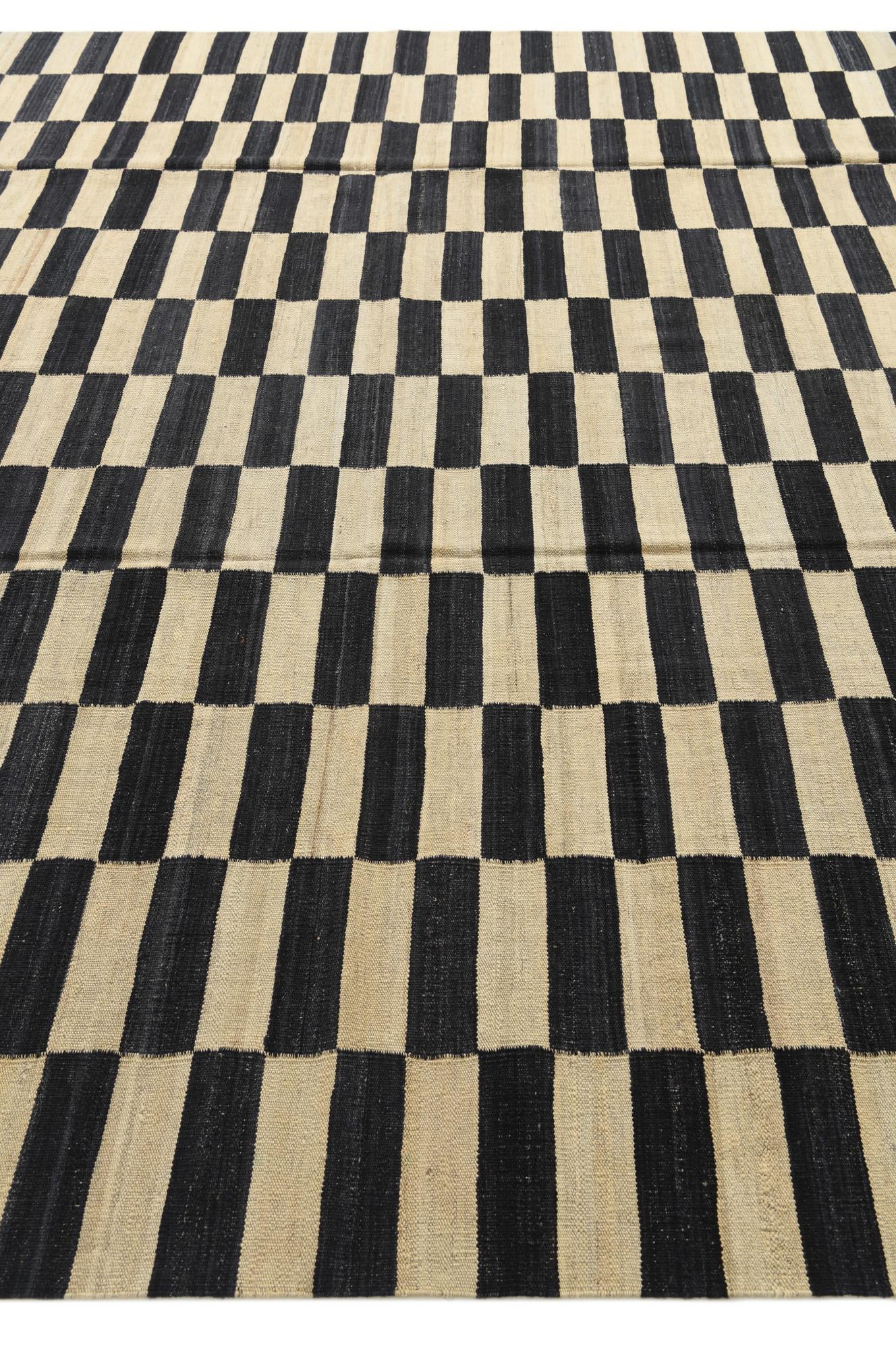 9' x 13' 9 Hand Woven Kilim Modern Wool Rug