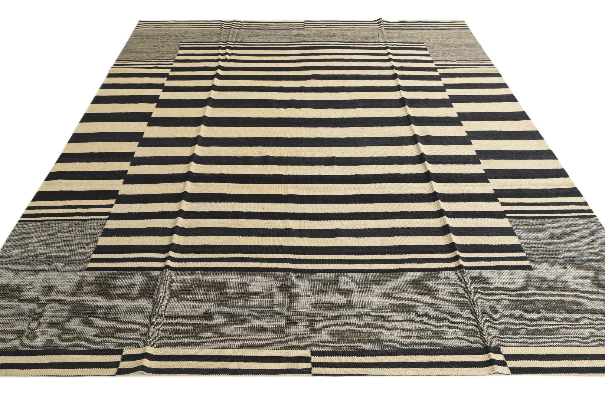 8' 2 x 9' 8 Hand Woven Kilim Modern Wool Rug