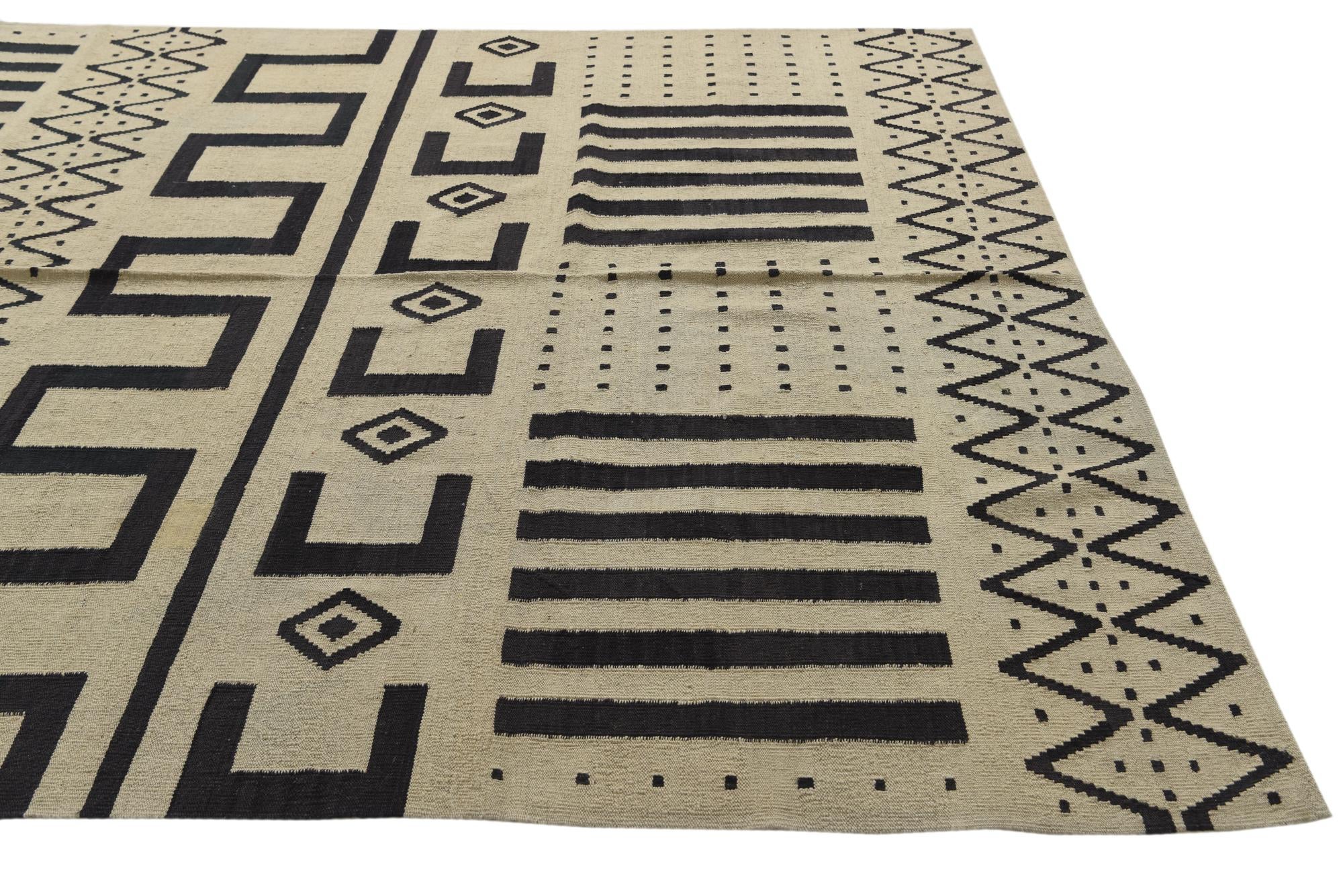 7' 2 x 9' 9 Hand Woven Kilim Modern Wool Rug