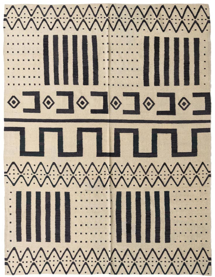 Detail image of 7' 2 x 9' 9 Hand Woven Kilim Modern Wool Rug