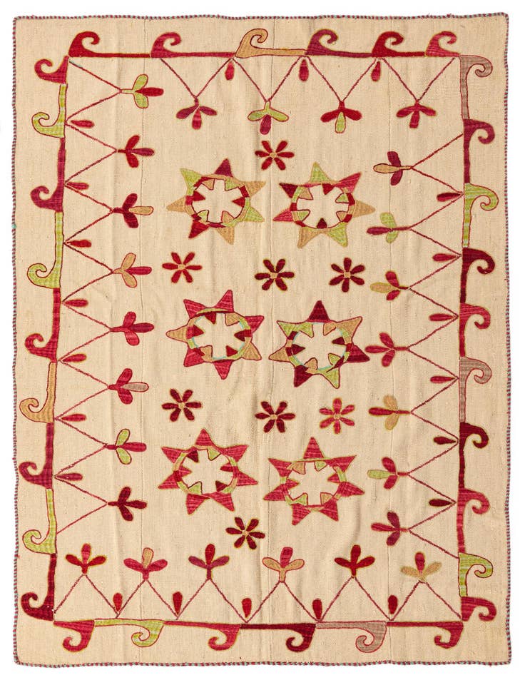 Detail image of 4' 9 x 7' Hand Woven Kilim Modern Wool Rug