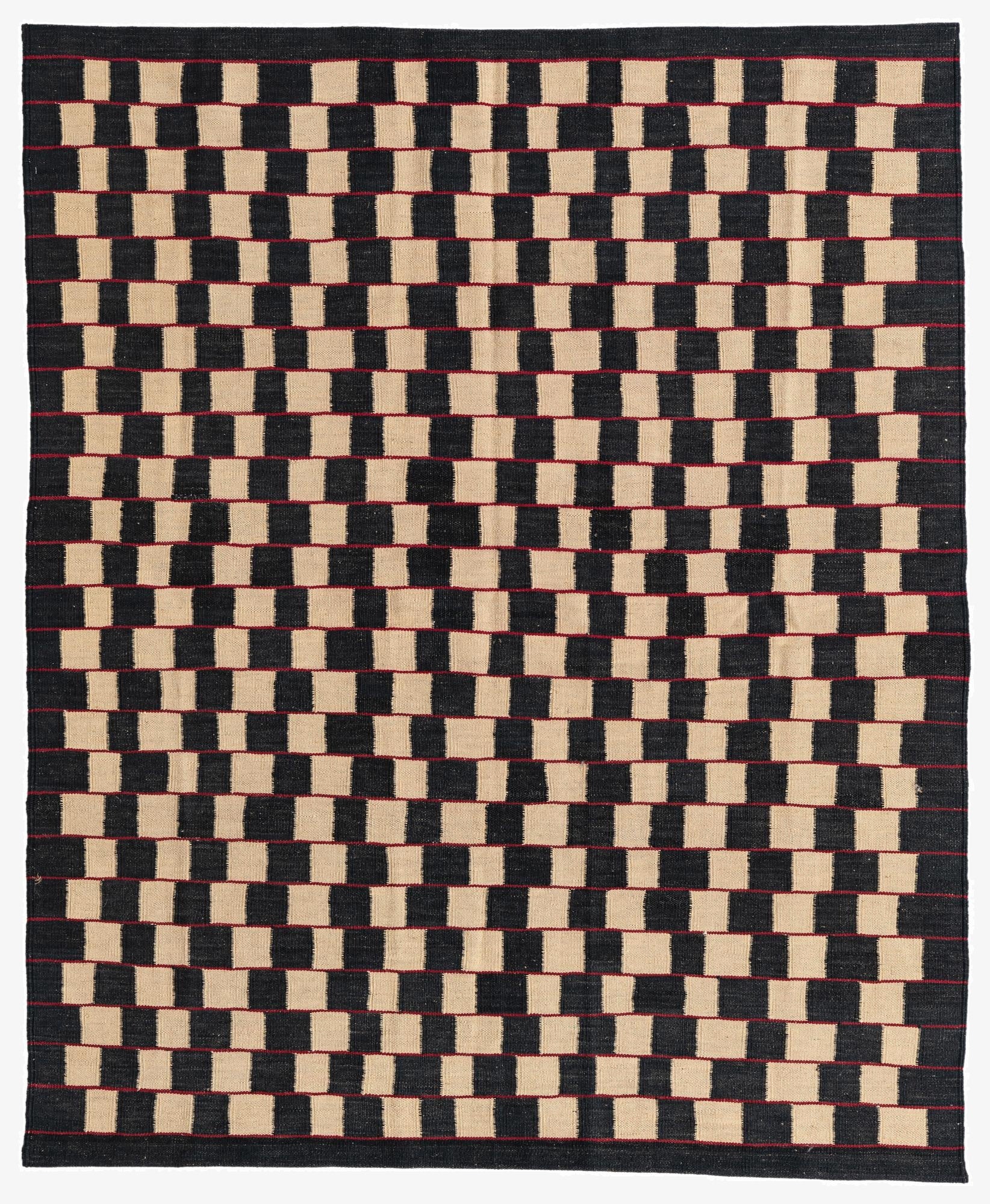 5' 1 x 6' 2  Hand Woven Kilim Modern Wool Rug