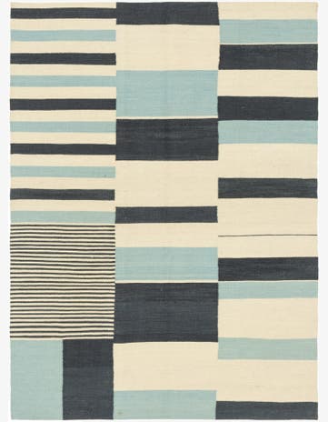 4' 5 x 5' 10 Hand Woven Kilim Modern Wool Rug