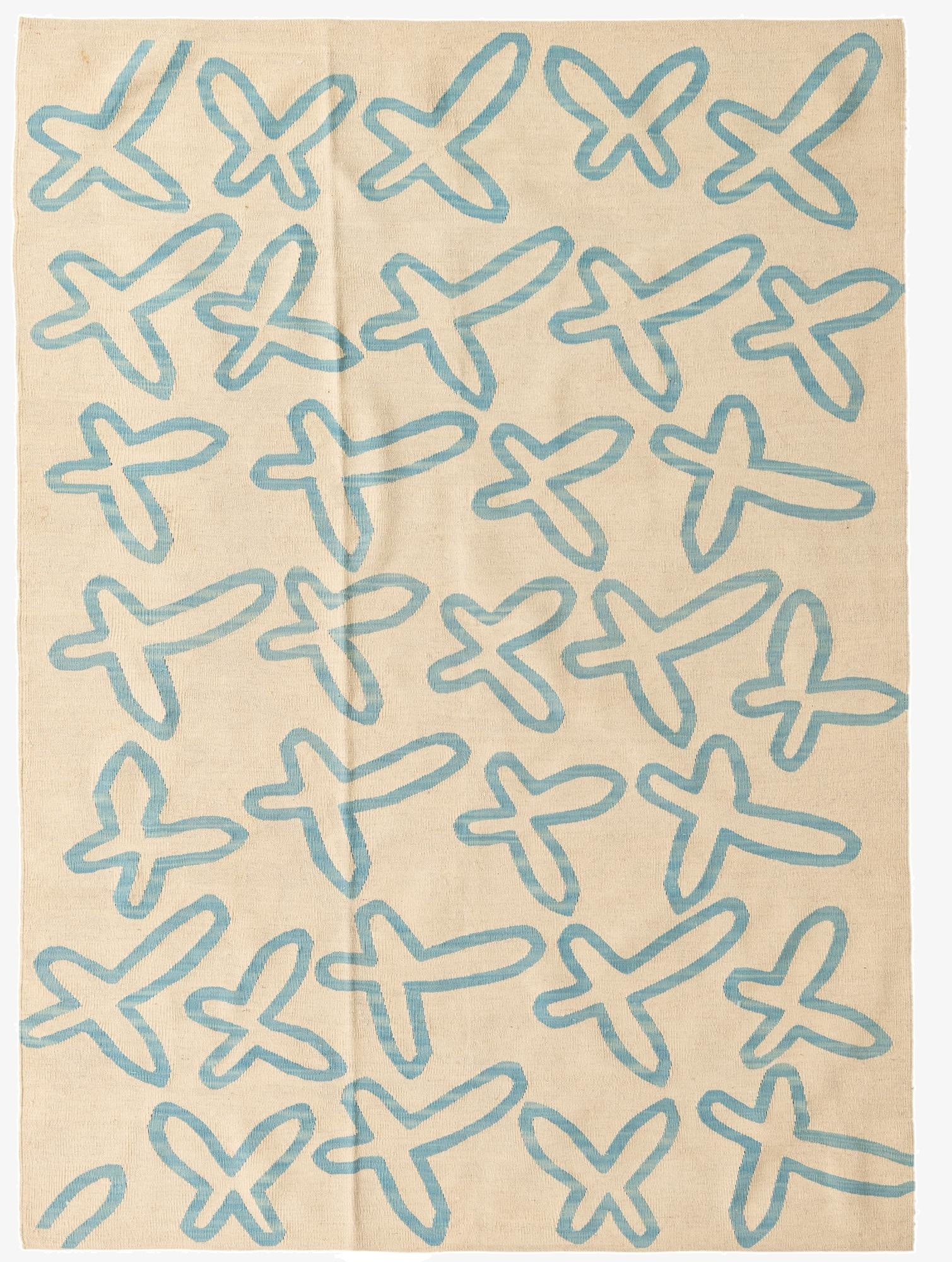 6' 9 x 7' 10  Hand Woven Kilim Modern Wool Rug