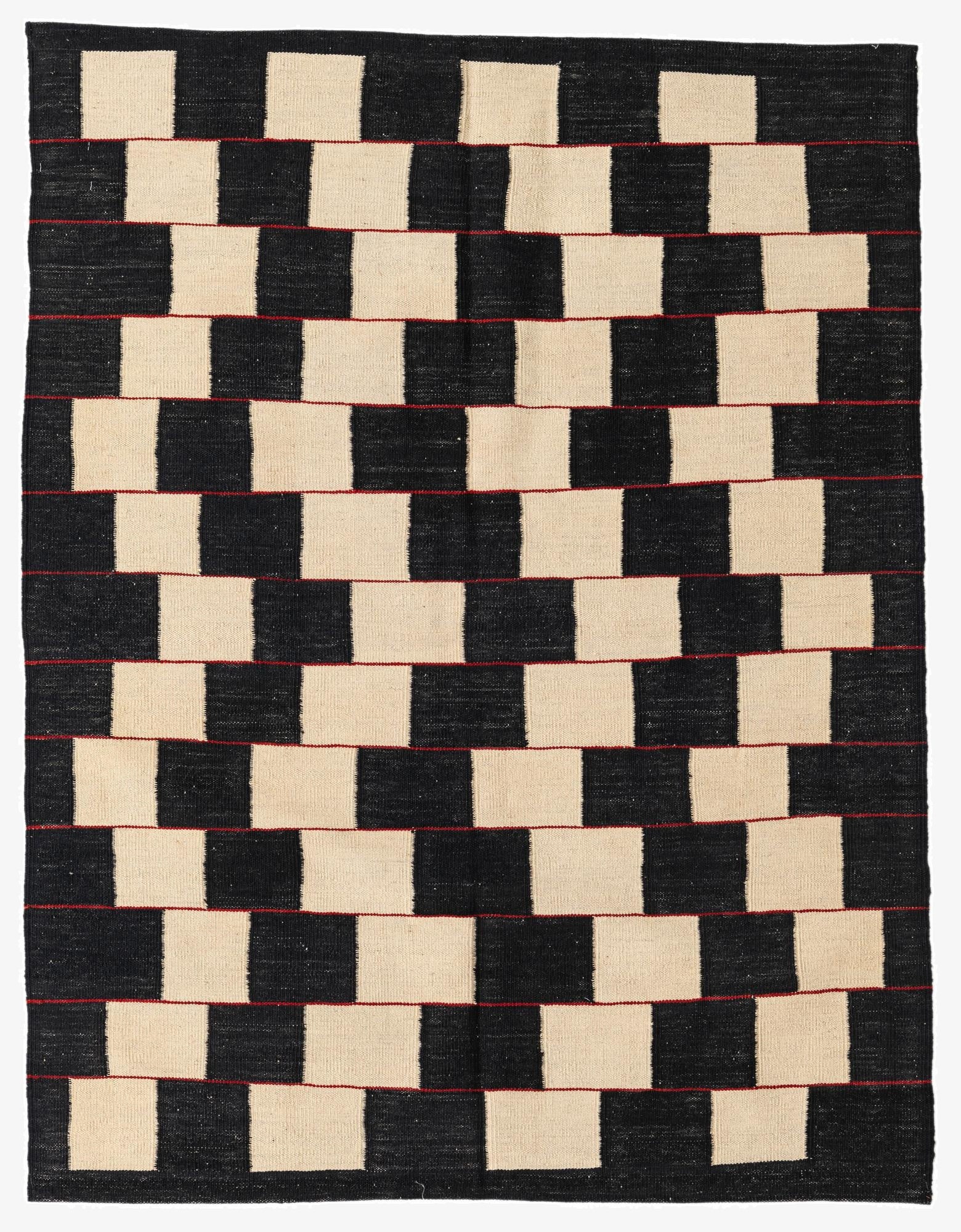 4' 5 x 5' 9  Hand Woven Kilim Modern Wool Rug