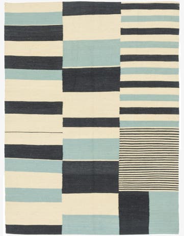 4' 4 x 5' 10 Hand Woven Kilim Modern Wool Rug