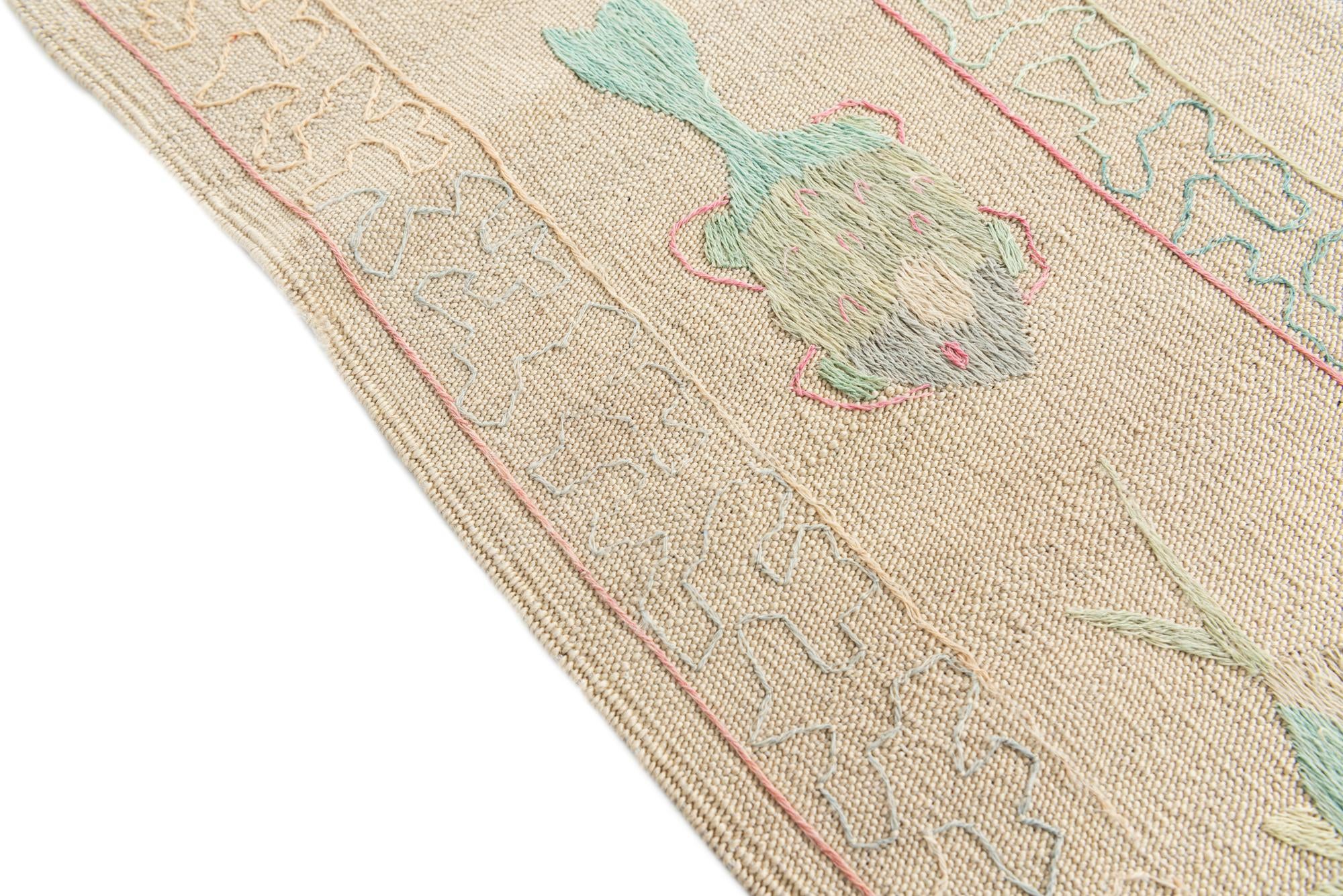 5' 5 x 7' 7 Hand Woven Kilim Suzani Wool Rug