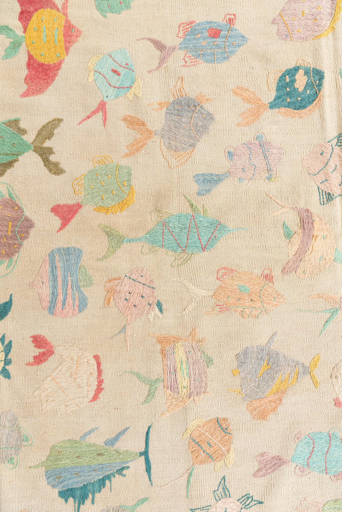 5' 9 x 7' 3 Hand Woven Kilim Suzani Wool Rug