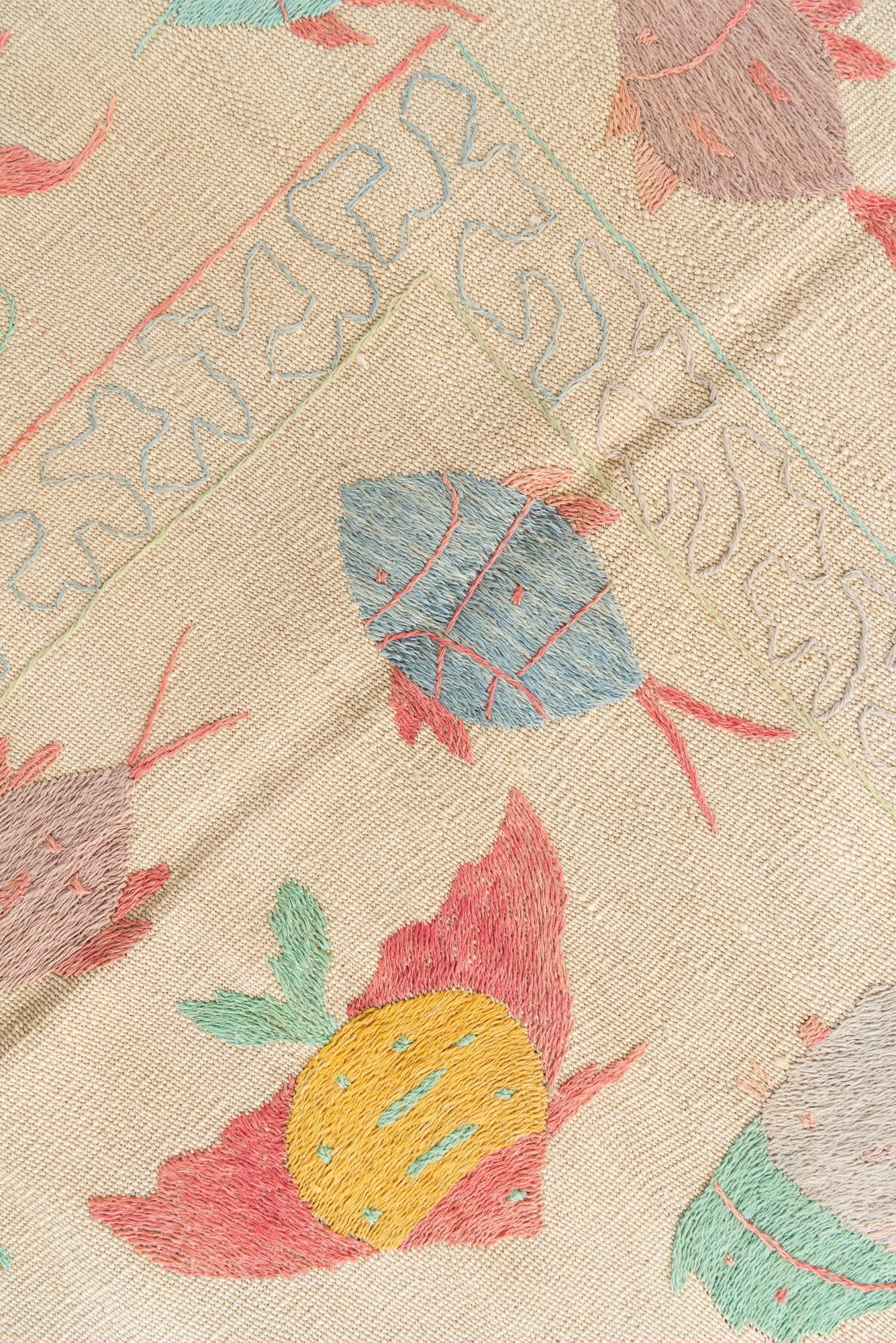 5' 9 x 7' 3 Hand Woven Kilim Suzani Wool Rug