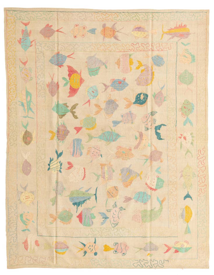 Detail image of 5' 9 x 7' 3 Hand Woven Kilim Suzani Wool Rug