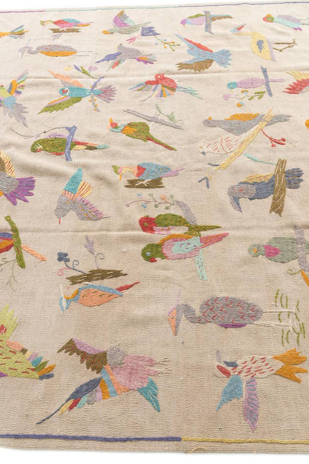 Detail image of 205cm x 280cm Tejido a mano Kilim Suzani Alfombra Lana