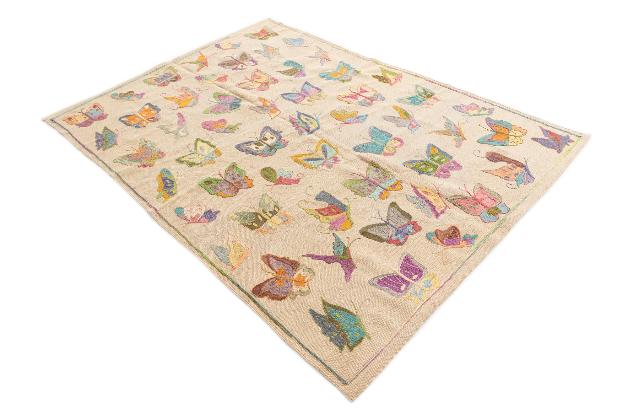 4' 10 x 6' 9 Hand Woven Kilim Suzani Wool Rug