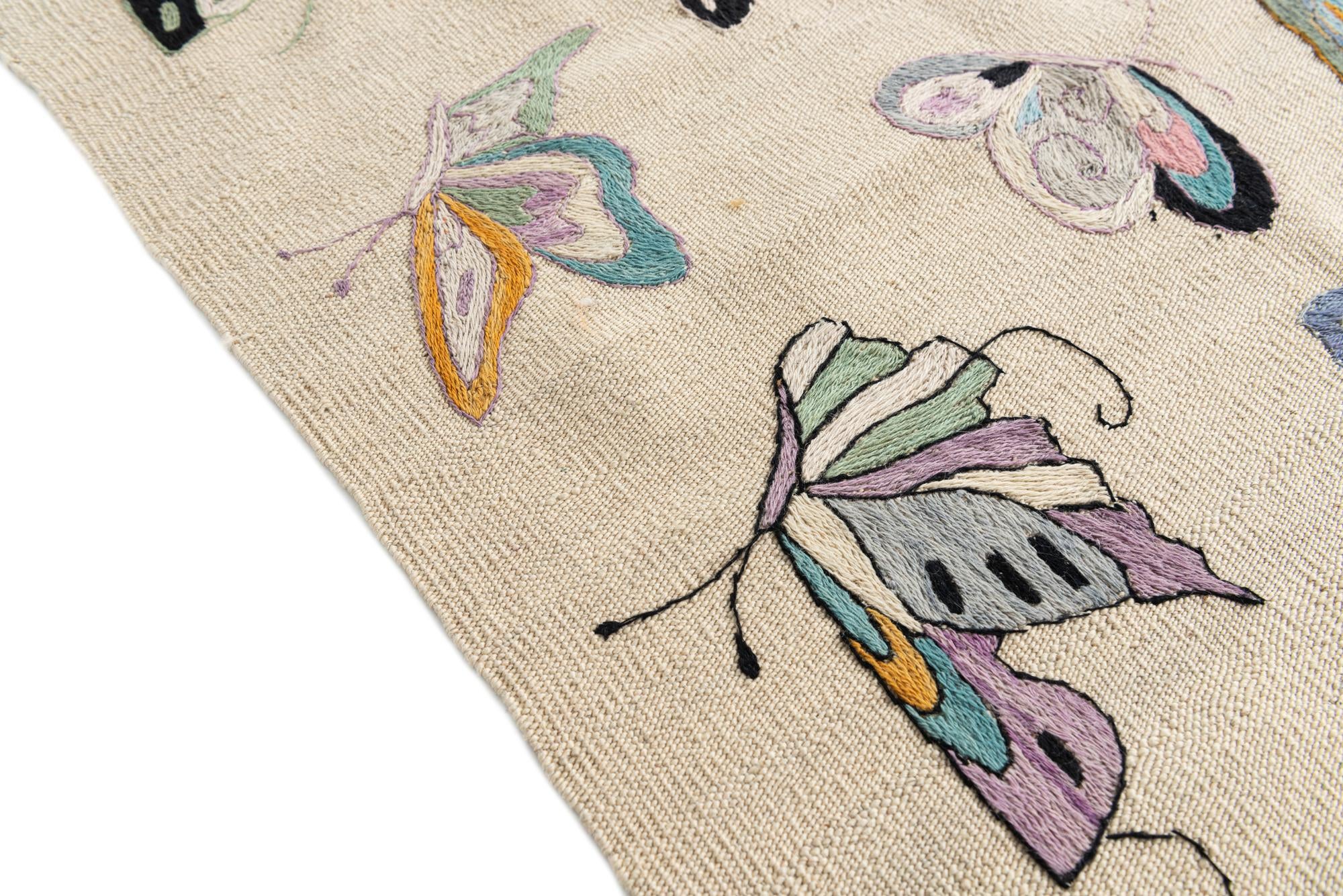 5' 9 x 7' 9 Hand Woven Kilim Suzani Wool Rug