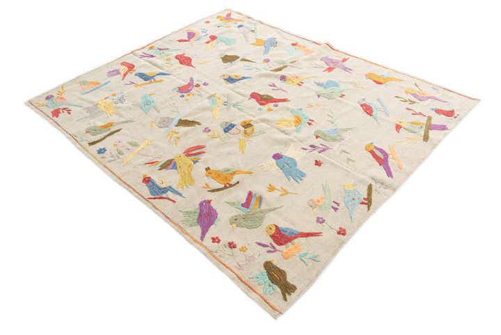 5' 1 x 6' Hand Woven Kilim Suzani Wool Rug
