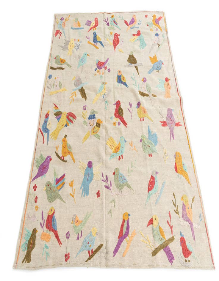 Detail image of 5' 1 x 6'  Hand Woven Kilim Suzani Wool Rug