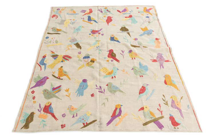 5' 1 x 6' Hand Woven Kilim Suzani Wool Rug