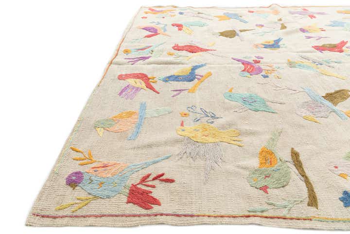 5' 1 x 6' Hand Woven Kilim Suzani Wool Rug