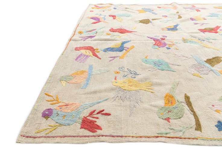 Detail image of 5' 1 x 6' Hand Woven Kilim Suzani Wool Rug