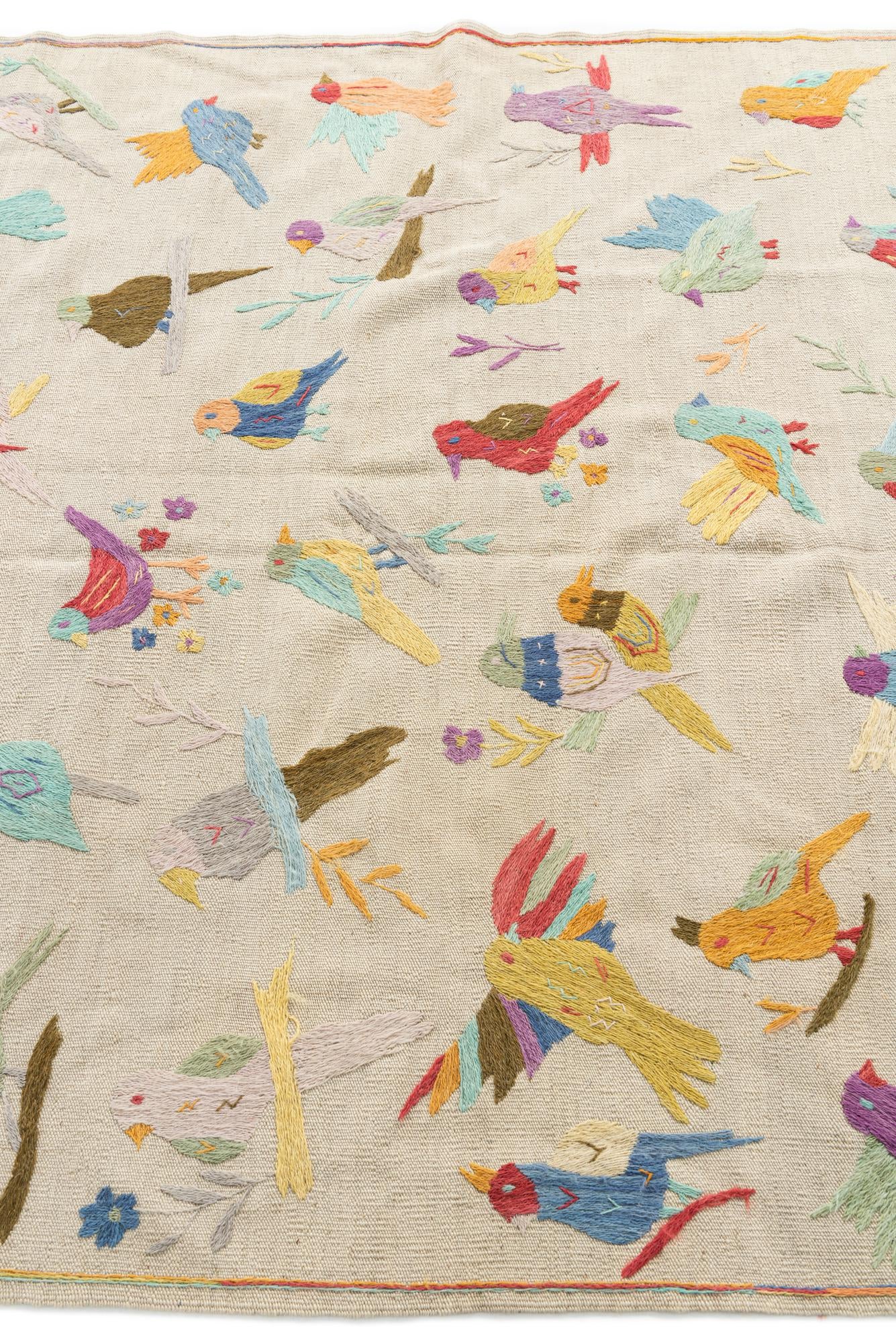 5' 1 x 6' Hand Woven Kilim Suzani Wool Rug