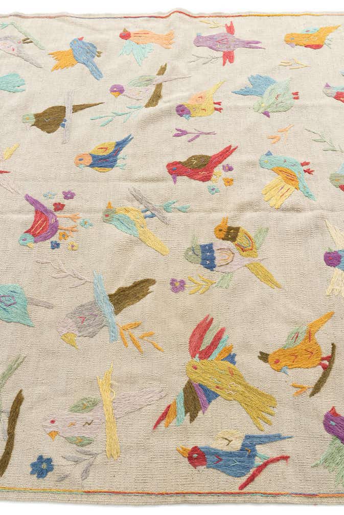 5' 1 x 6' Hand Woven Kilim Suzani Wool Rug