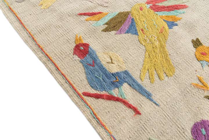 5' 1 x 6' Hand Woven Kilim Suzani Wool Rug