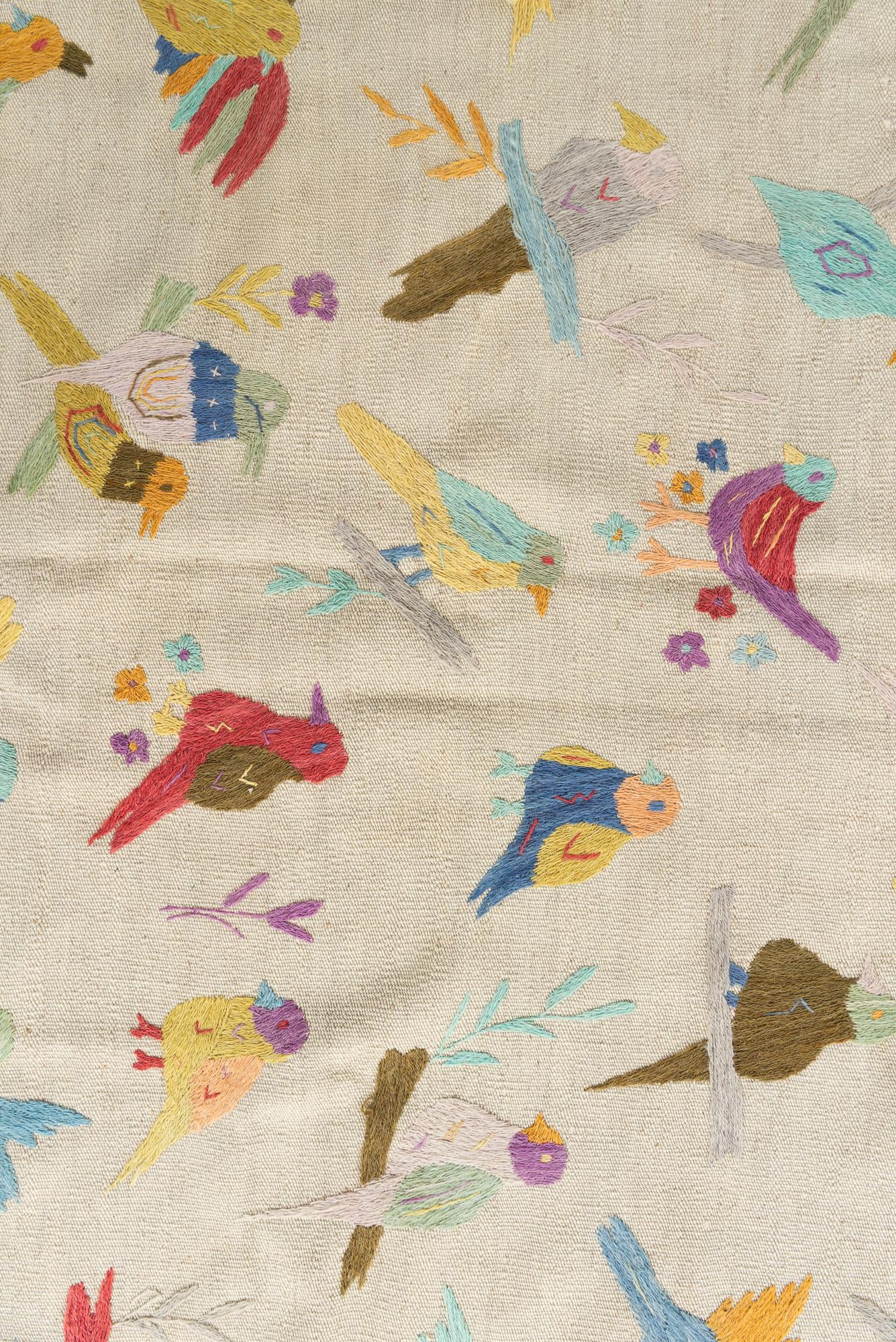 5' 1 x 6' Hand Woven Kilim Suzani Wool Rug