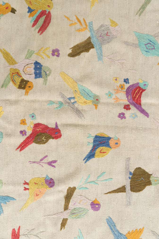 5' 1 x 6' Hand Woven Kilim Suzani Wool Rug