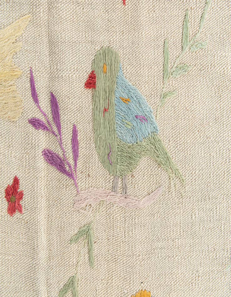 Detail image of 5' 1 x 6'  Hand Woven Kilim Suzani Wool Rug