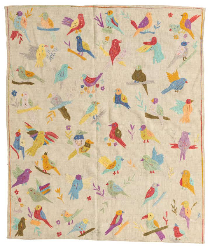 5' 1 x 6' Hand Woven Kilim Suzani Wool Rug