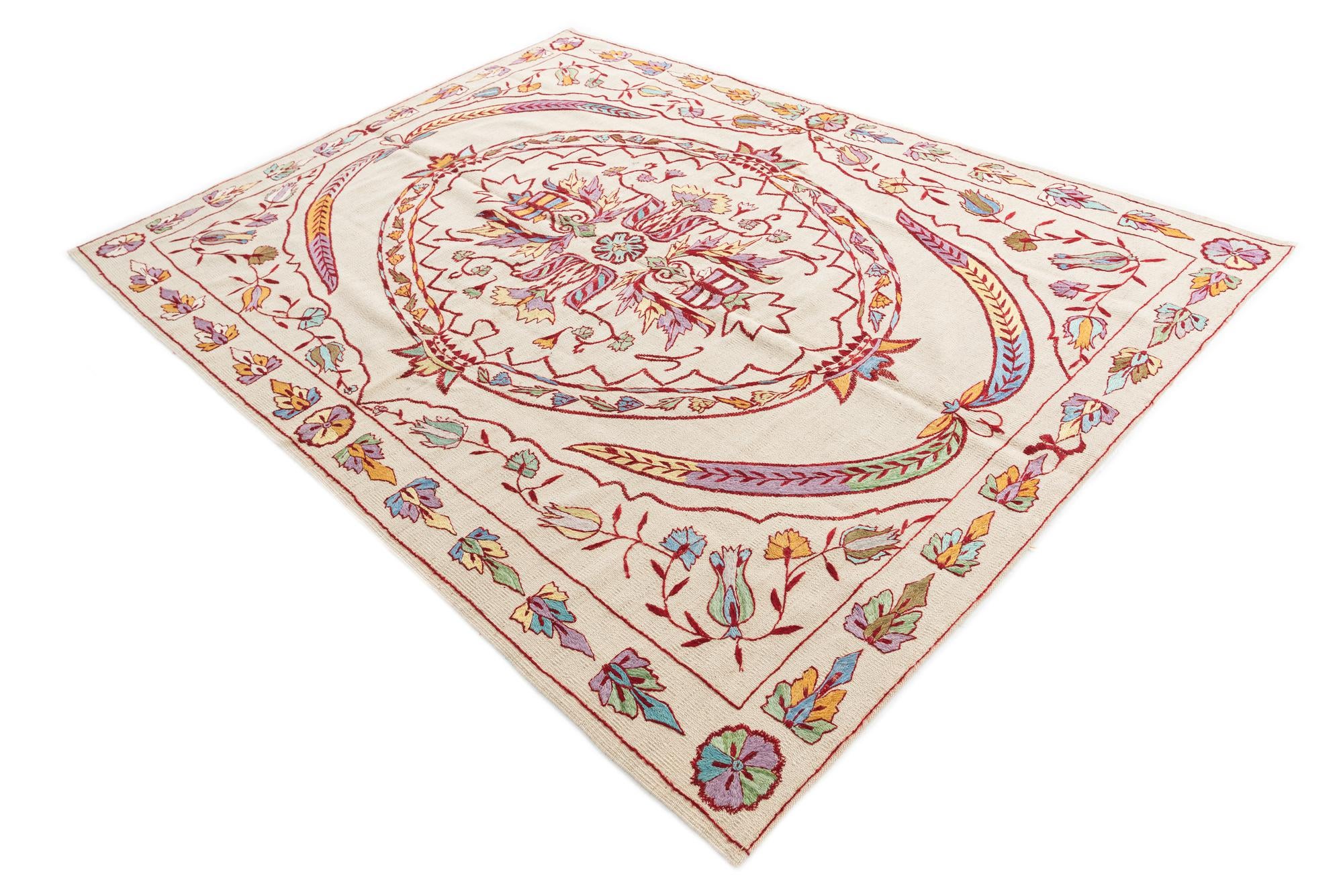 6' x 8' Hand Woven Kilim Suzani Wool Rug