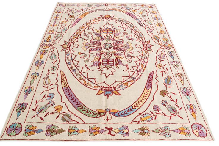 Detail image of 6' x 8' Hand Woven Kilim Suzani Wool Rug