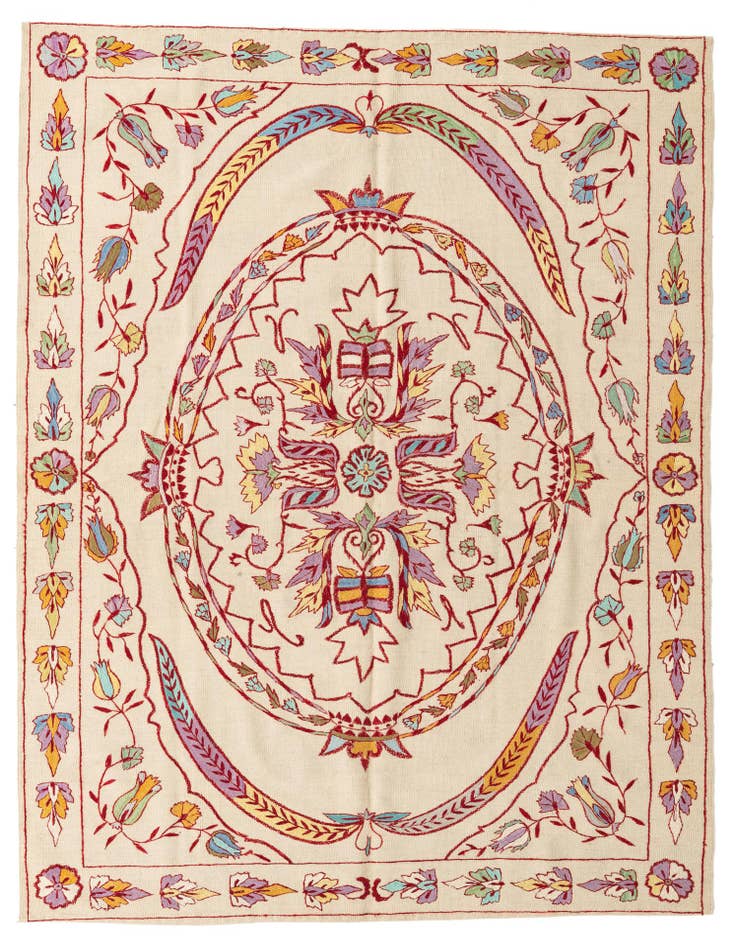 Detail image of 6' x 8' Hand Woven Kilim Suzani Wool Rug