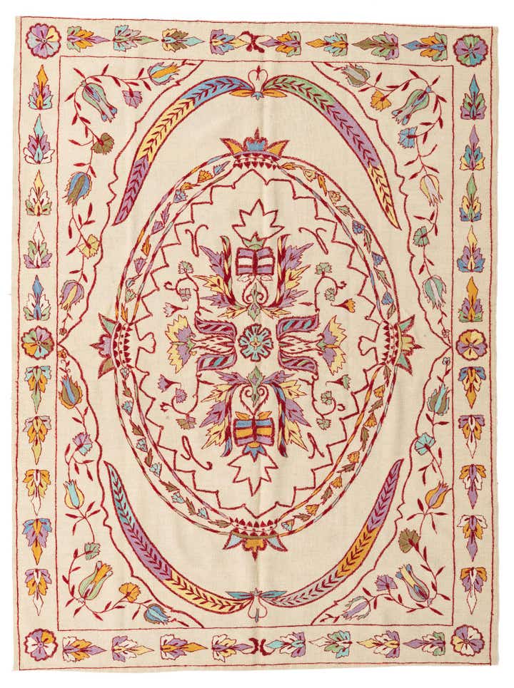 6' x 8' Hand Woven Kilim Suzani Wool Rug