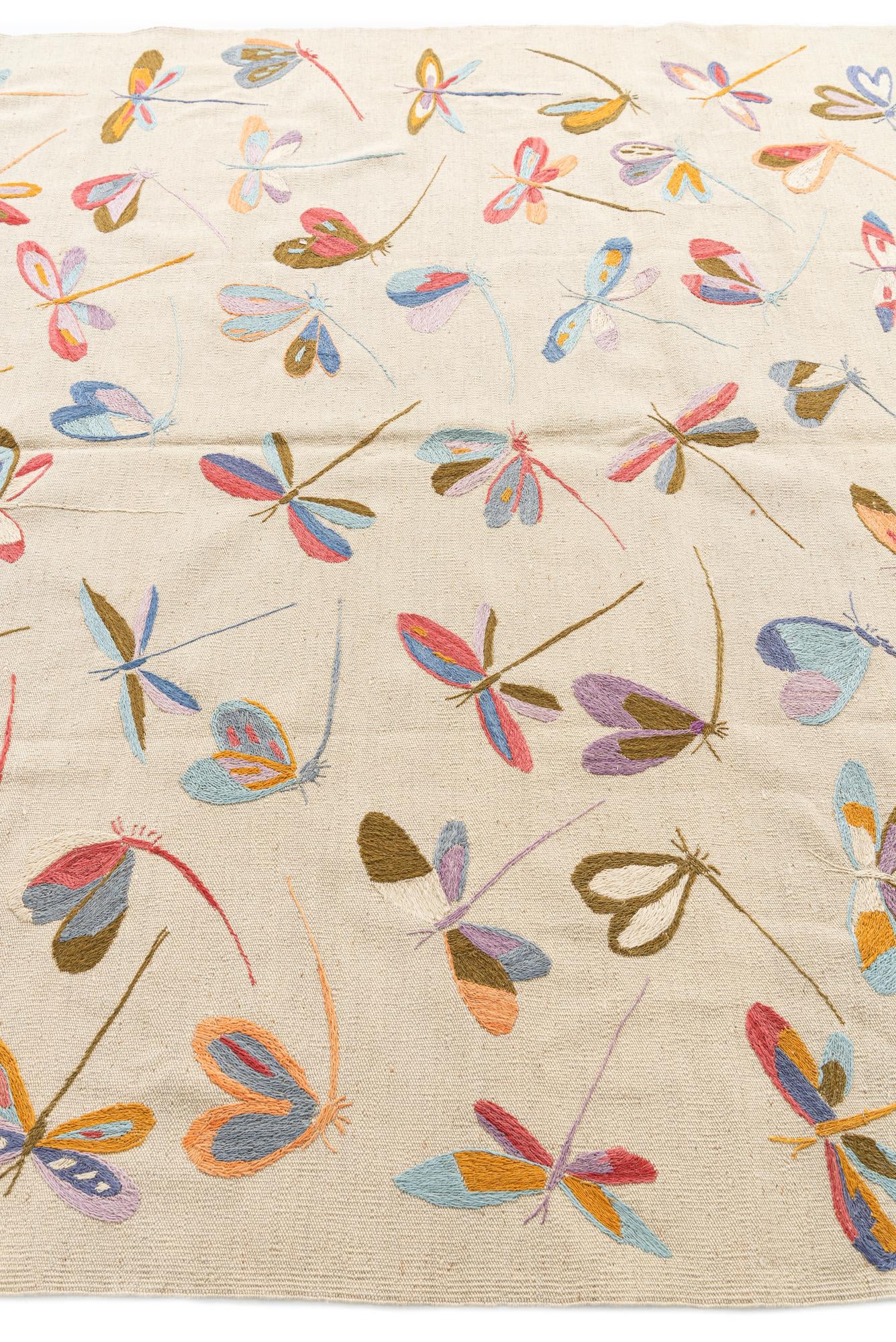 6' 7 x 9' 4 Hand Woven Kilim Suzani Wool Rug