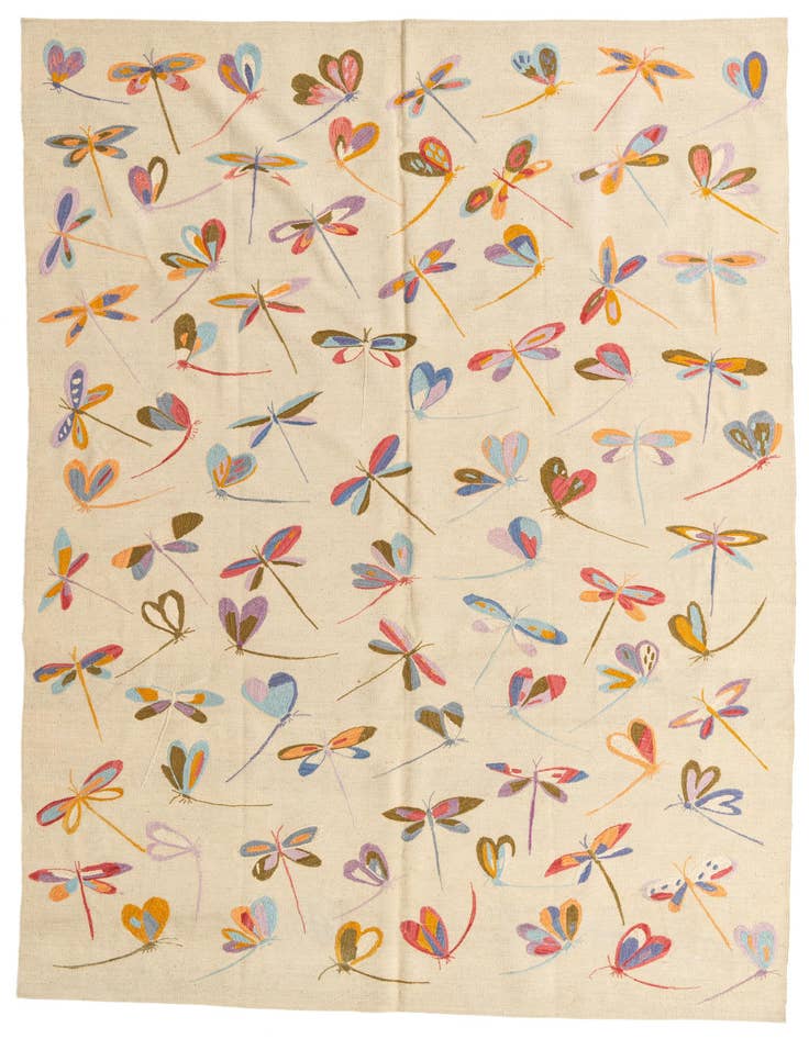 Detail image of 6' 7 x 9' 4 Hand Woven Kilim Suzani Wool Rug