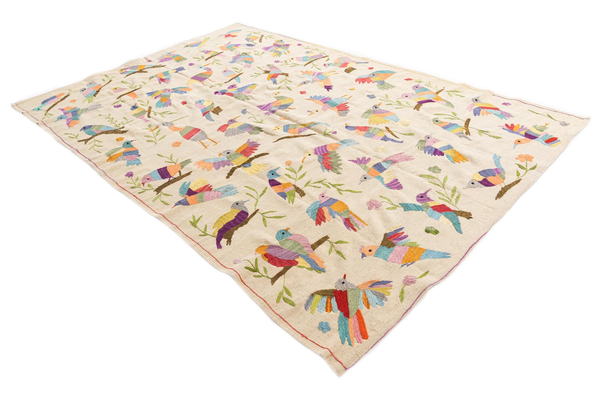 6' 3 x 9' 3 Hand Woven Kilim Suzani Wool Rug