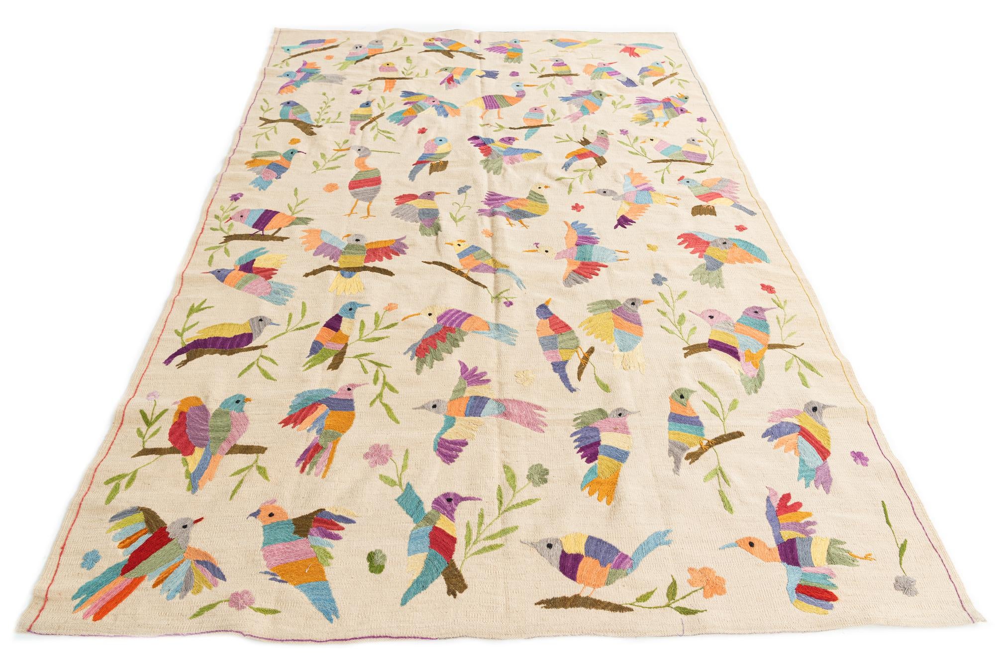 6' 3 x 9' 3 Hand Woven Kilim Suzani Wool Rug
