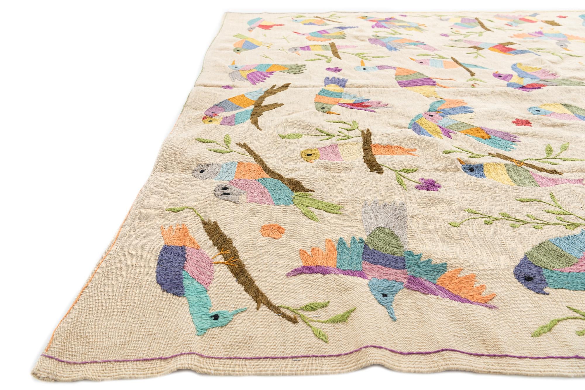 6' 3 x 9' 3 Hand Woven Kilim Suzani Wool Rug