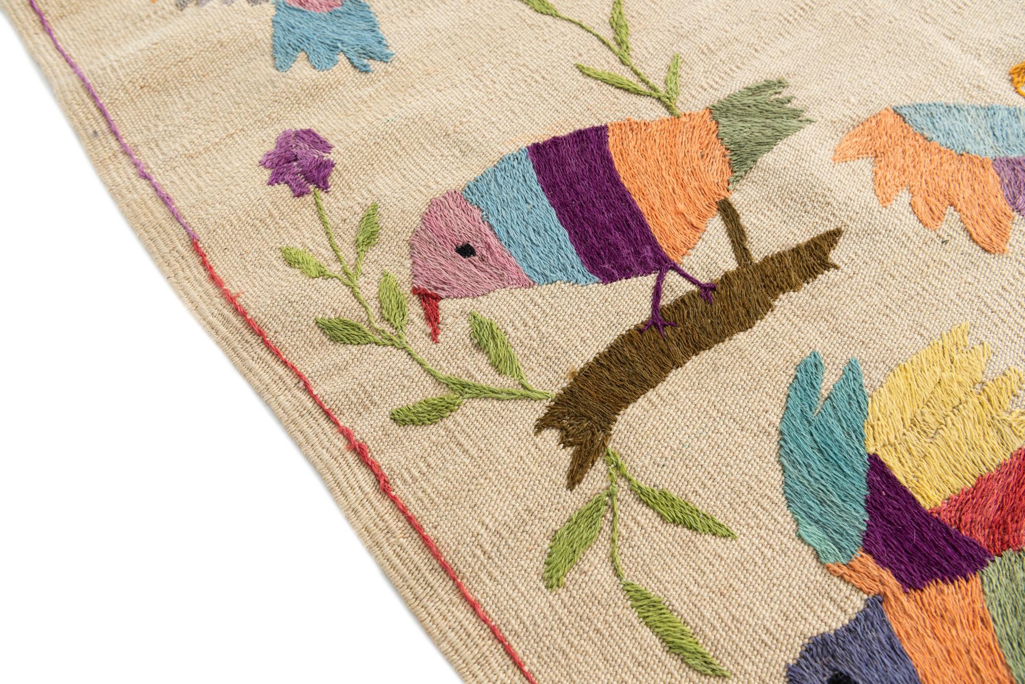 6' 3 x 9' 3 Hand Woven Kilim Suzani Wool Rug