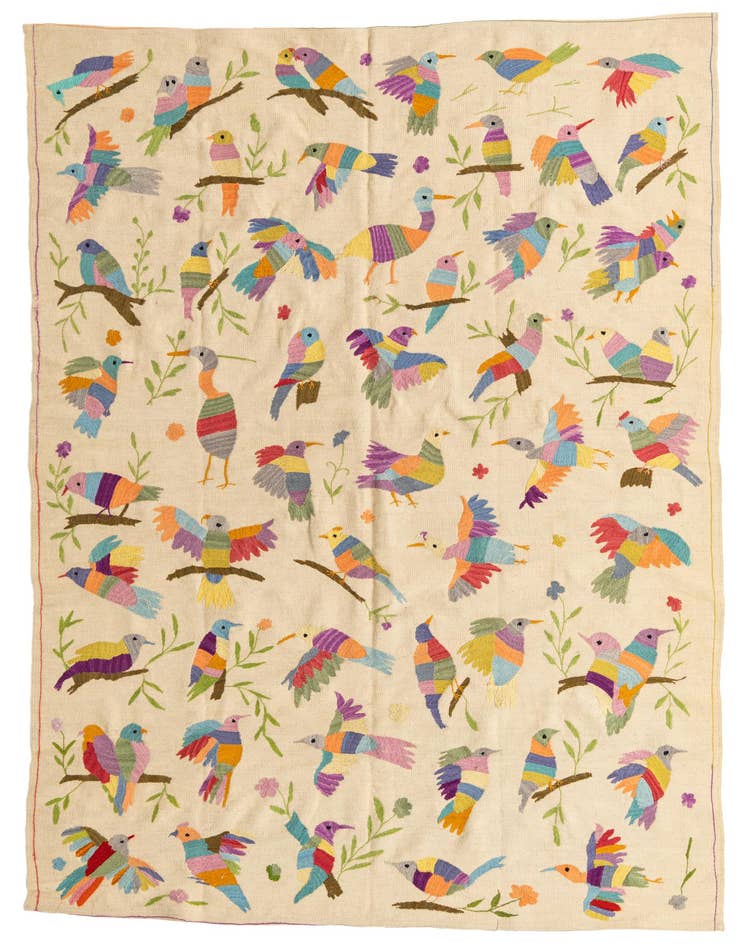 Detail image of 6' 3 x 9' 3 Hand Woven Kilim Suzani Wool Rug