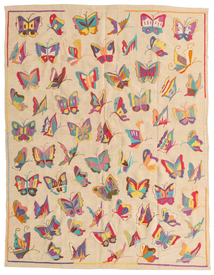 Detail image of 5' 8 x 7' 7 Hand Woven Kilim Suzani Wool Rug