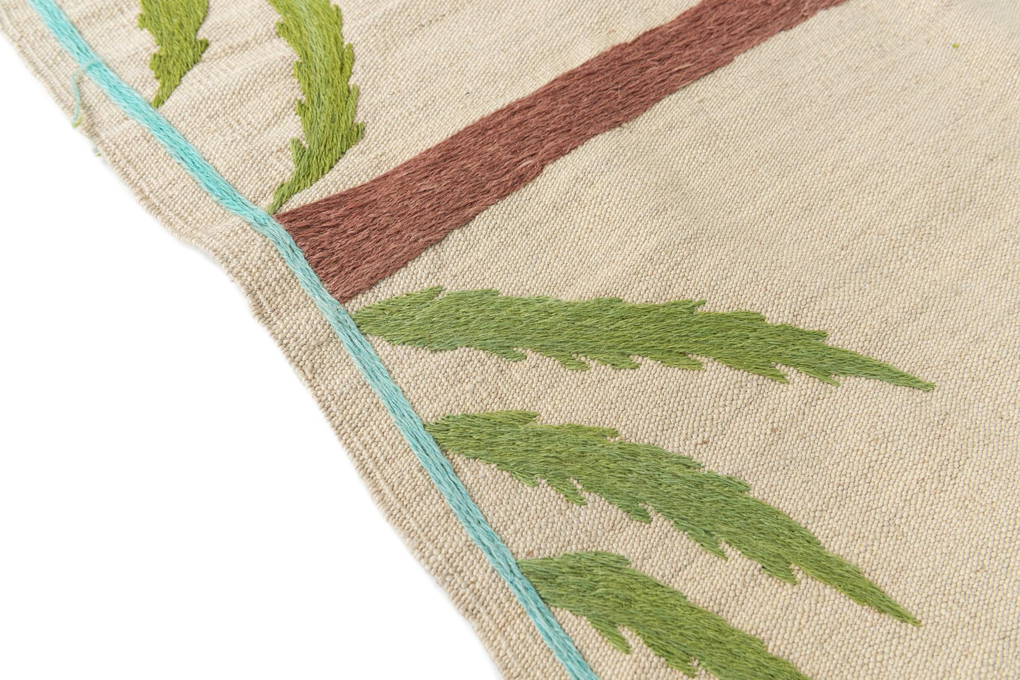 5' 9 x 7' 5 Hand Woven Kilim Suzani Wool Rug