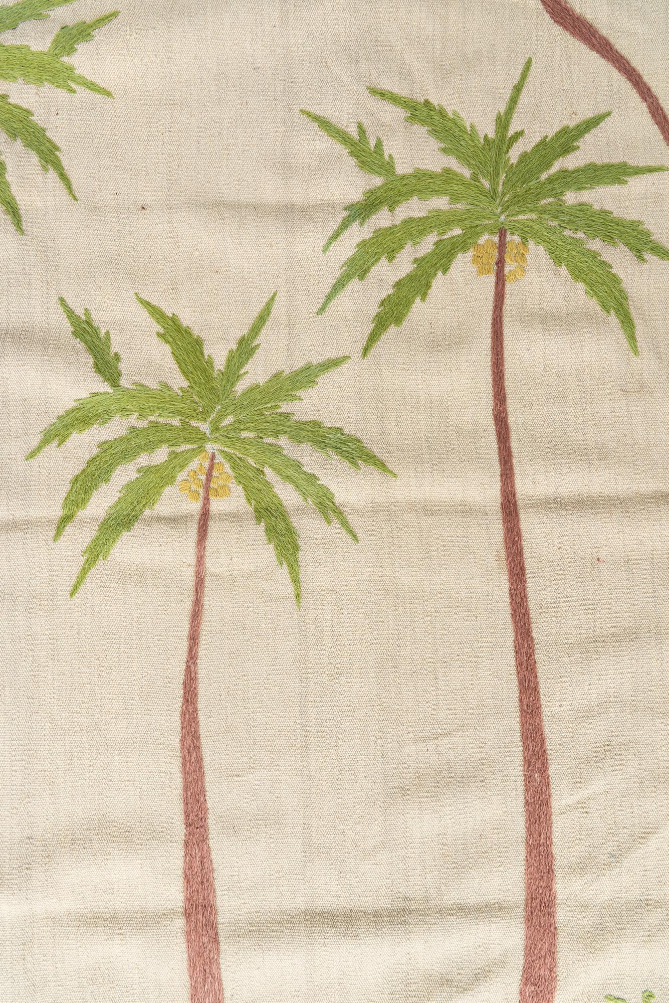 5' 9 x 7' 5 Hand Woven Kilim Suzani Wool Rug