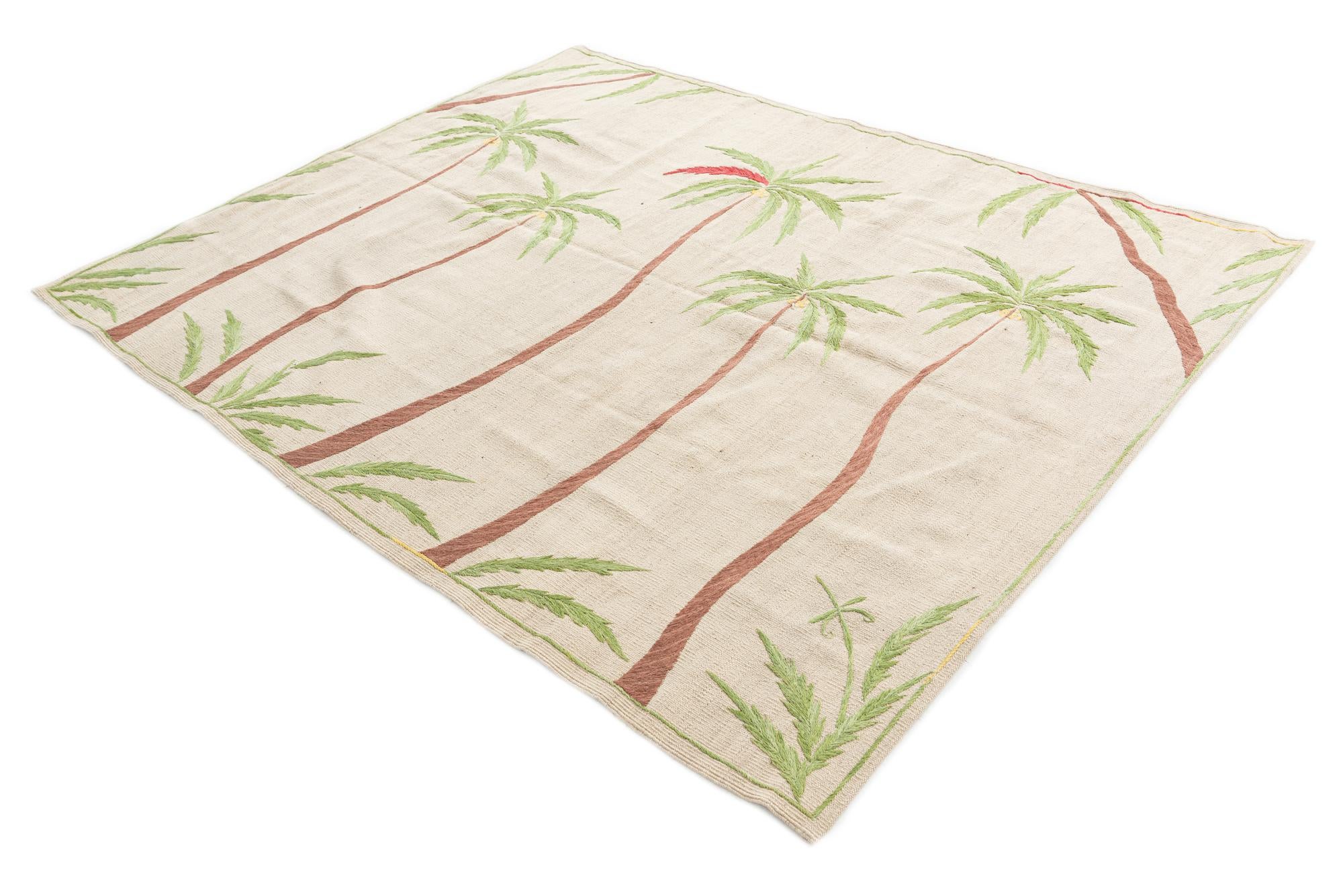 5' 9 x 7' 3 Hand Woven Kilim Suzani Wool Rug