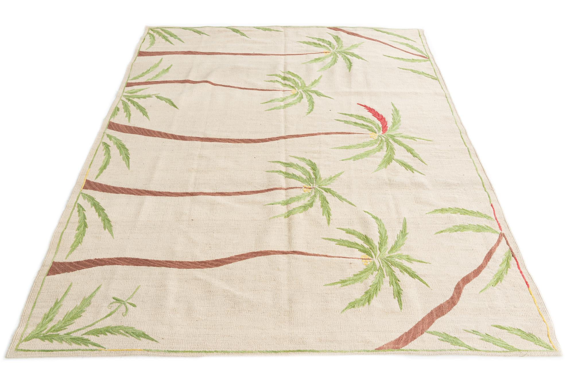 5' 9 x 7' 3 Hand Woven Kilim Suzani Wool Rug