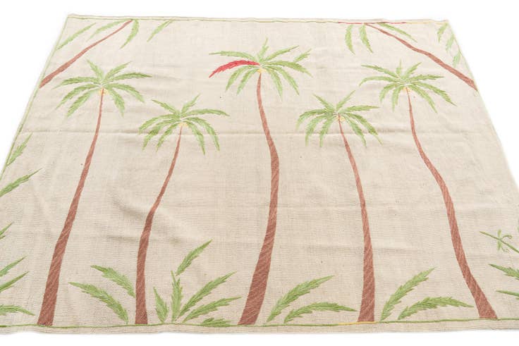 Detailfoto van 175cm x 220cm Handgeweven Kilim Suzani Wol Vloerkleed
