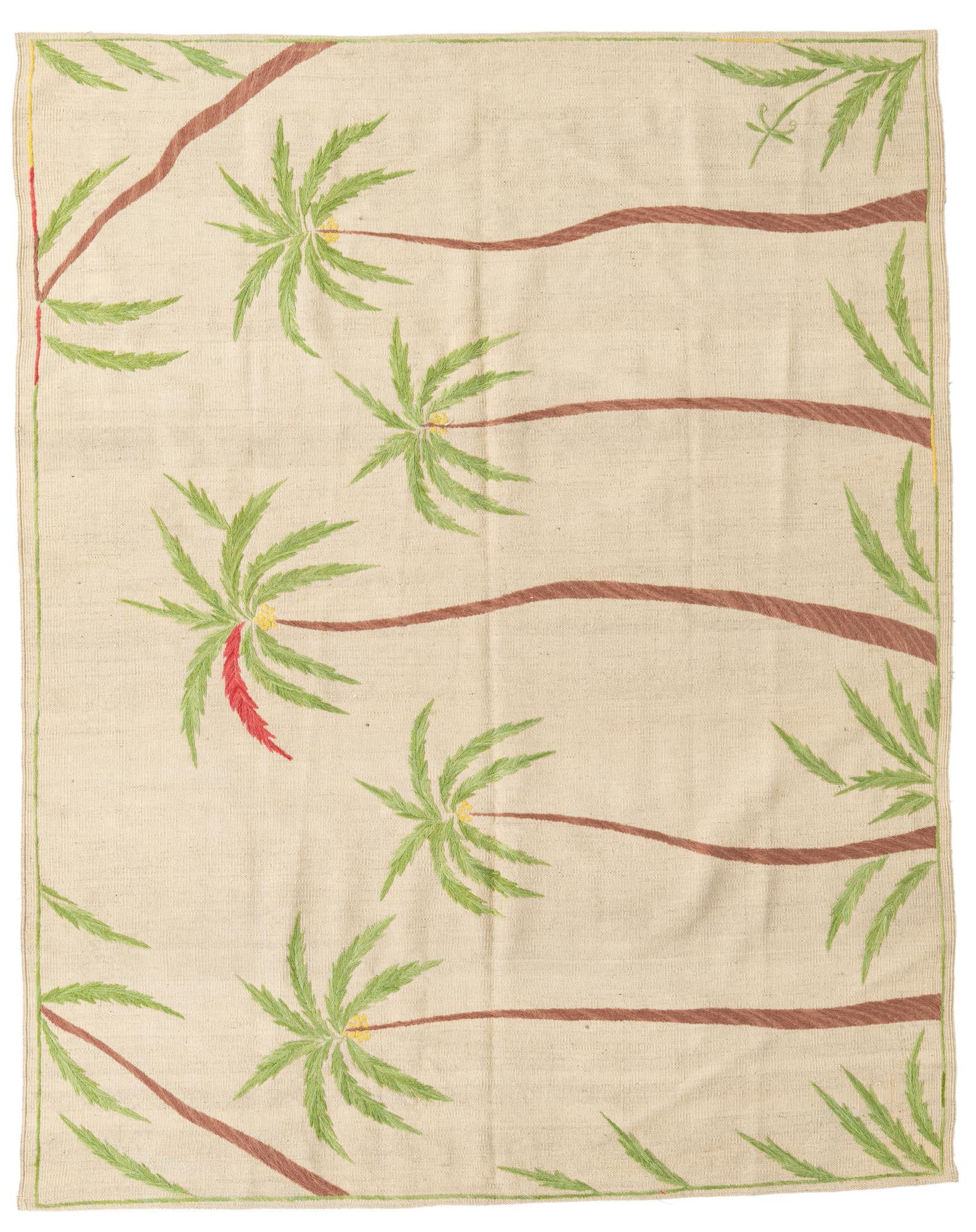 5' 9 x 7' 3 Hand Woven Kilim Suzani Wool Rug