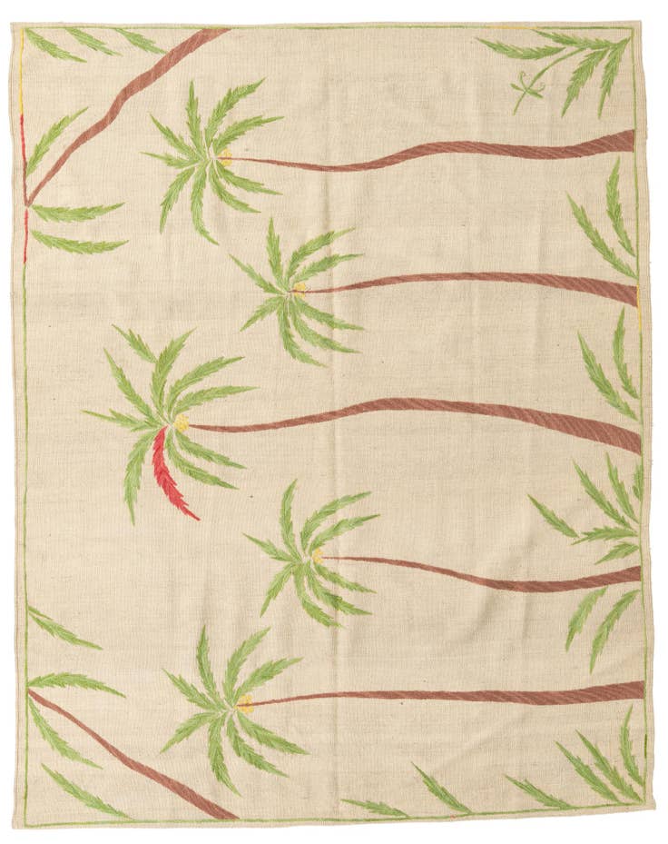Detailfoto van 175cm x 220cm Handgeweven Kilim Suzani Wol Vloerkleed