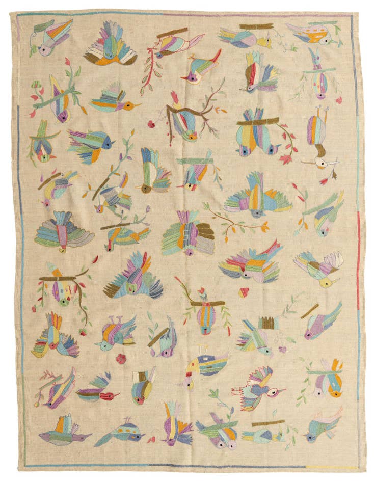 Detail image of 6' 9 x 9' 3 Hand Woven Kilim Suzani Wool Rug