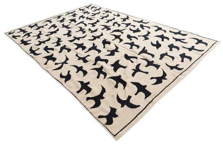 6' 8 x 9' 8 Hand Woven Kilim Suzani Wool Rug